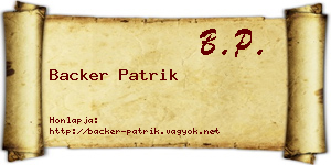 Backer Patrik névjegykártya